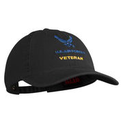US Air Force Veteran with Wing Embroidered Pigment Dyed Cap - Black OSFM