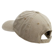 Grey White Airplane Embroidered Unstructured Pigment Dyed Cotton Cap - Khaki OSFM