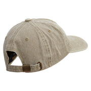 Grey White Airplane Embroidered Unstructured Pigment Dyed Cotton Cap - Khaki OSFM