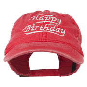 Happy Birthday Embroidered Washed Cap