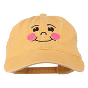 Happy Face Embroidered Washed Dyed Cap