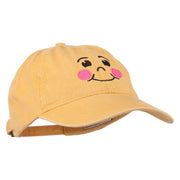 Happy Face Embroidered Washed Dyed Cap