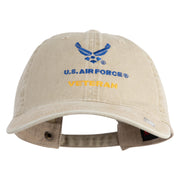 US Air Force Veteran with Wing Embroidered Pigment Dyed Cap - Khaki OSFM