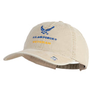 US Air Force Veteran with Wing Embroidered Pigment Dyed Cap - Khaki OSFM