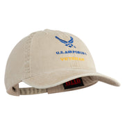 US Air Force Veteran with Wing Embroidered Pigment Dyed Cap - Khaki OSFM