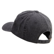 Grey White Airplane Embroidered Unstructured Pigment Dyed Cotton Cap - Black OSFM