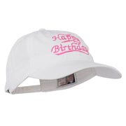 Happy Birthday Embroidered Washed Cap