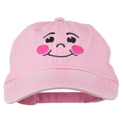 Happy Face Embroidered Washed Dyed Cap