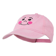 Happy Face Embroidered Washed Dyed Cap