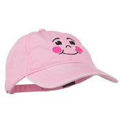 Happy Face Embroidered Washed Dyed Cap