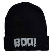 Halloween Boo Sign Embroidered Cuff Beanie