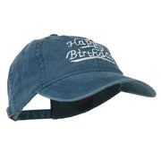 Happy Birthday Embroidered Washed Cap