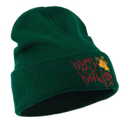 Happy Holidays with Bells Embroidered Long Beanie