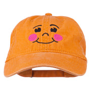 Happy Face Embroidered Washed Dyed Cap