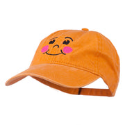 Happy Face Embroidered Washed Dyed Cap