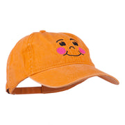 Happy Face Embroidered Washed Dyed Cap