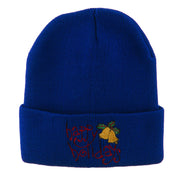 Happy Holidays with Bells Embroidered Long Beanie