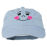 Happy Face Embroidered Washed Dyed Cap