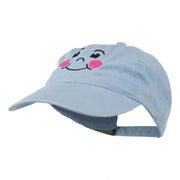 Happy Face Embroidered Washed Dyed Cap