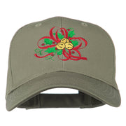 Christmas Holly with Bells Embroidered Cap