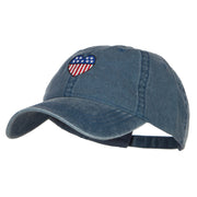 Patriotic USA Heart Embroidered Washed Cap