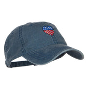 Patriotic USA Heart Embroidered Washed Cap