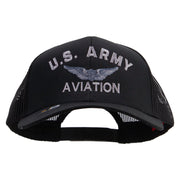 Licensed US Army Aviation Embroidered Solid Cotton Twill Mesh Prostyle Cap - Black OSFM