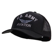 Licensed US Army Aviation Embroidered Solid Cotton Twill Mesh Prostyle Cap - Black OSFM