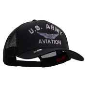 Licensed US Army Aviation Embroidered Solid Cotton Twill Mesh Prostyle Cap - Black OSFM