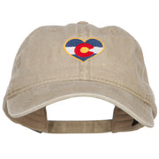 Heart Colorado Flag Embroidered Washed Cap