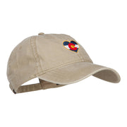 Heart Colorado Flag Embroidered Washed Cap