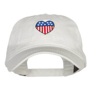 Patriotic USA Heart Embroidered Washed Cap