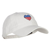 Patriotic USA Heart Embroidered Washed Cap