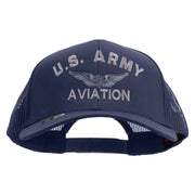 Licensed US Army Aviation Embroidered Solid Cotton Twill Mesh Prostyle Cap - Navy OSFM