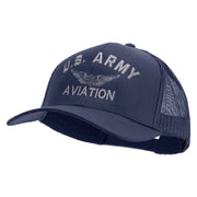 Licensed US Army Aviation Embroidered Solid Cotton Twill Mesh Prostyle Cap - Navy OSFM