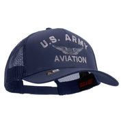 Licensed US Army Aviation Embroidered Solid Cotton Twill Mesh Prostyle Cap - Navy OSFM