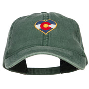 Heart Colorado Flag Embroidered Washed Cap