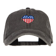 Patriotic USA Heart Embroidered Washed Cap