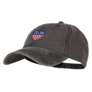 Patriotic USA Heart Embroidered Washed Cap