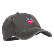 Patriotic USA Heart Embroidered Washed Cap