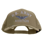 Licensed US Army Aviation Embroidered Solid Cotton Twill Mesh Prostyle Cap - Khaki OSFM