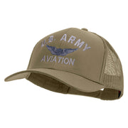 Licensed US Army Aviation Embroidered Solid Cotton Twill Mesh Prostyle Cap - Khaki OSFM
