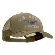 Licensed US Army Aviation Embroidered Solid Cotton Twill Mesh Prostyle Cap - Khaki OSFM