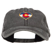 Heart Colorado Flag Embroidered Washed Cap