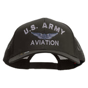 Licensed US Army Aviation Embroidered Solid Cotton Twill Mesh Prostyle Cap - Charcoal OSFM