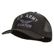 Licensed US Army Aviation Embroidered Solid Cotton Twill Mesh Prostyle Cap - Charcoal OSFM