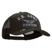 Licensed US Army Aviation Embroidered Solid Cotton Twill Mesh Prostyle Cap - Charcoal OSFM