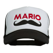 Mario Mustache Embroidered Foam Mesh Cap