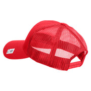US Marine Corps Retired Emblem Embroidered 6 Panel Structured Cotton Twill Mesh Cap Made in USA - Red OSFM