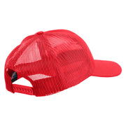 US Marine Corps Retired Emblem Embroidered 6 Panel Structured Cotton Twill Mesh Cap Made in USA - Red OSFM
